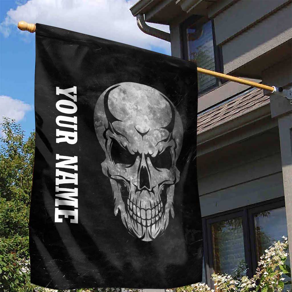 Bowling Skull Garden Flag with American Flag and Custom Name Text Design - Wonder Print Shop