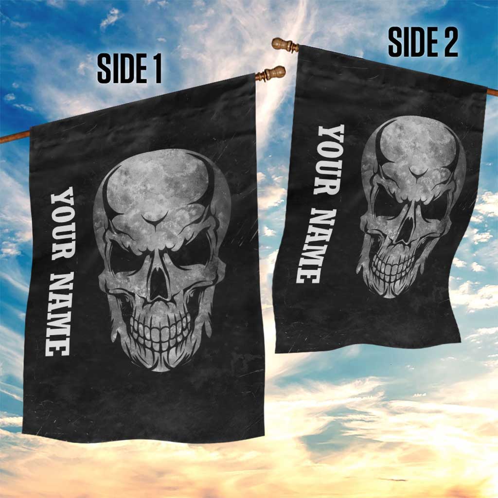 Bowling Skull Garden Flag with American Flag and Custom Name Text Design - Wonder Print Shop