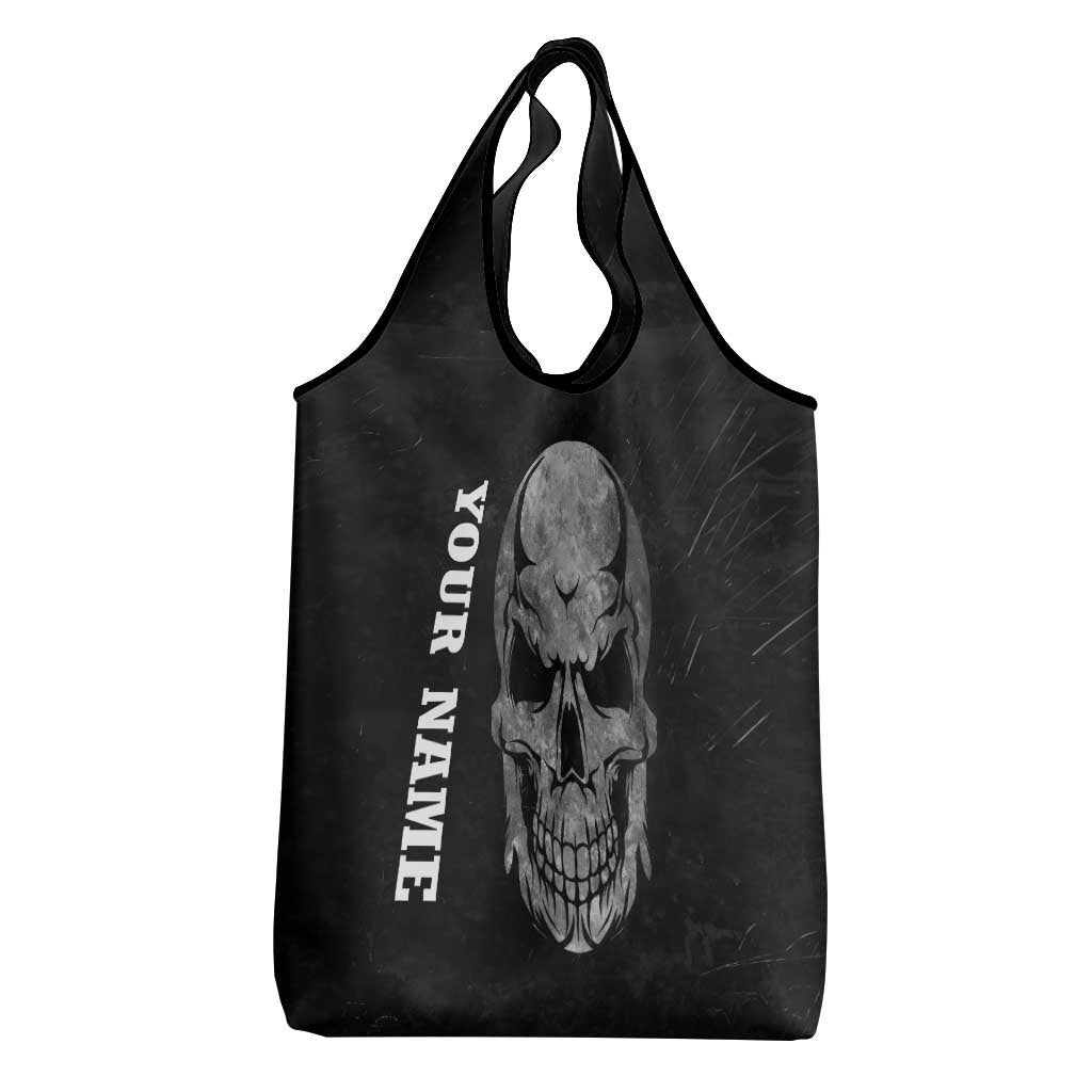 Bowling Skull Grocery Bag with American Flag and Custom Name Text Design - Wonder Print Shop