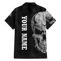 Bowling Skull Hawaiian Shirt with American Flag and Custom Name Text Design - Wonder Print Shop