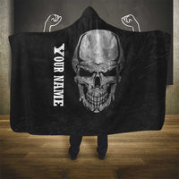 Bowling Skull Hooded Blanket with American Flag and Custom Name Text Design - Wonder Print Shop