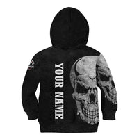 Bowling Skull Kid Hoodie with American Flag and Custom Name Text Design - Wonder Print Shop