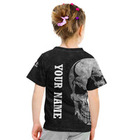 Bowling Skull Kid T Shirt with American Flag and Custom Name Text Design - Wonder Print Shop