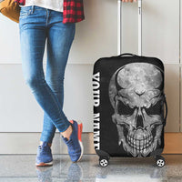 Bowling Skull Luggage Cover with American Flag and Custom Name Text Design - Wonder Print Shop