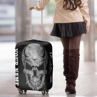 Bowling Skull Luggage Cover with American Flag and Custom Name Text Design - Wonder Print Shop