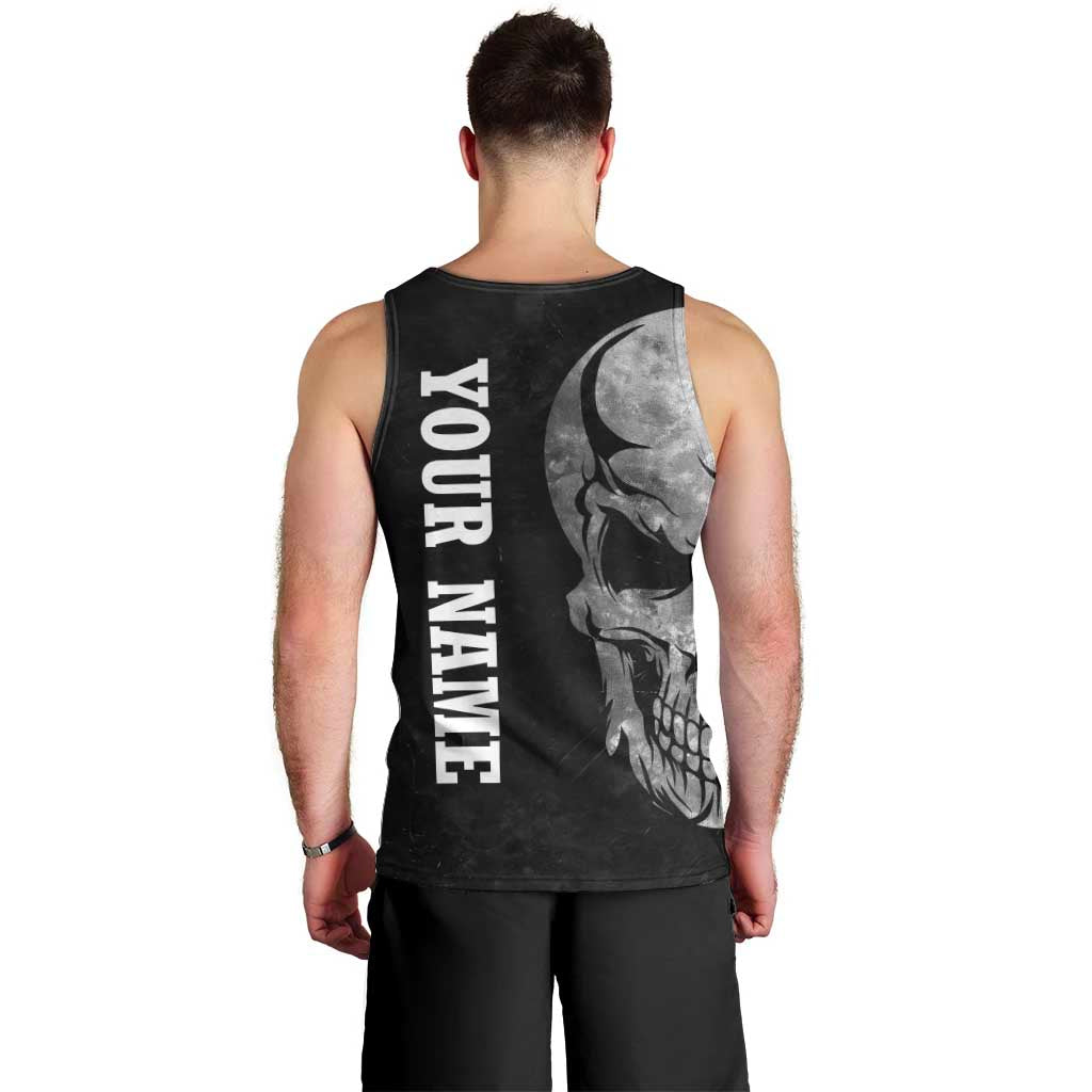Bowling Skull Men Tank Top with American Flag and Custom Name Text Design - Wonder Print Shop
