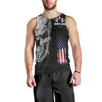 Bowling Skull Men Tank Top with American Flag and Custom Name Text Design - Wonder Print Shop