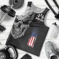 Bowling Skull Men Tank Top with American Flag and Custom Name Text Design - Wonder Print Shop