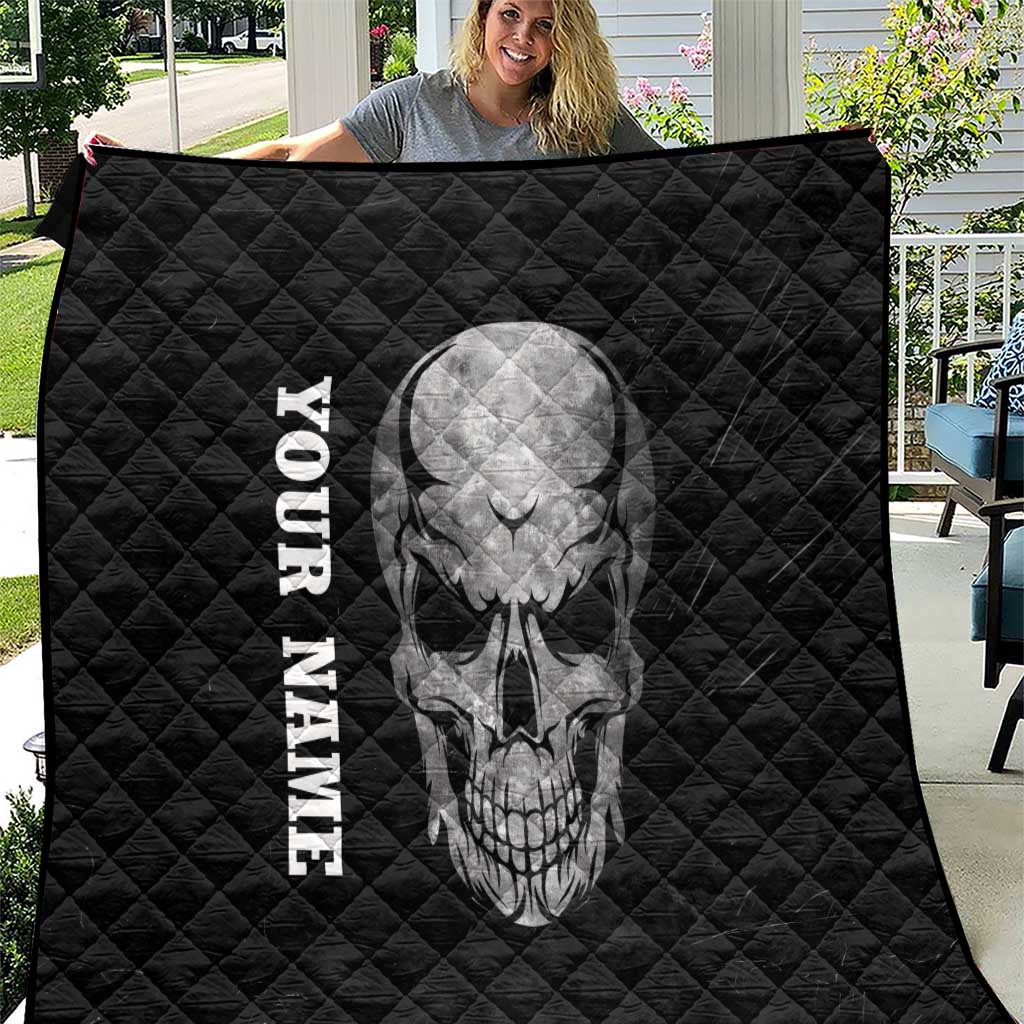 Bowling Skull Quilt with American Flag and Custom Name Text Design - Wonder Print Shop