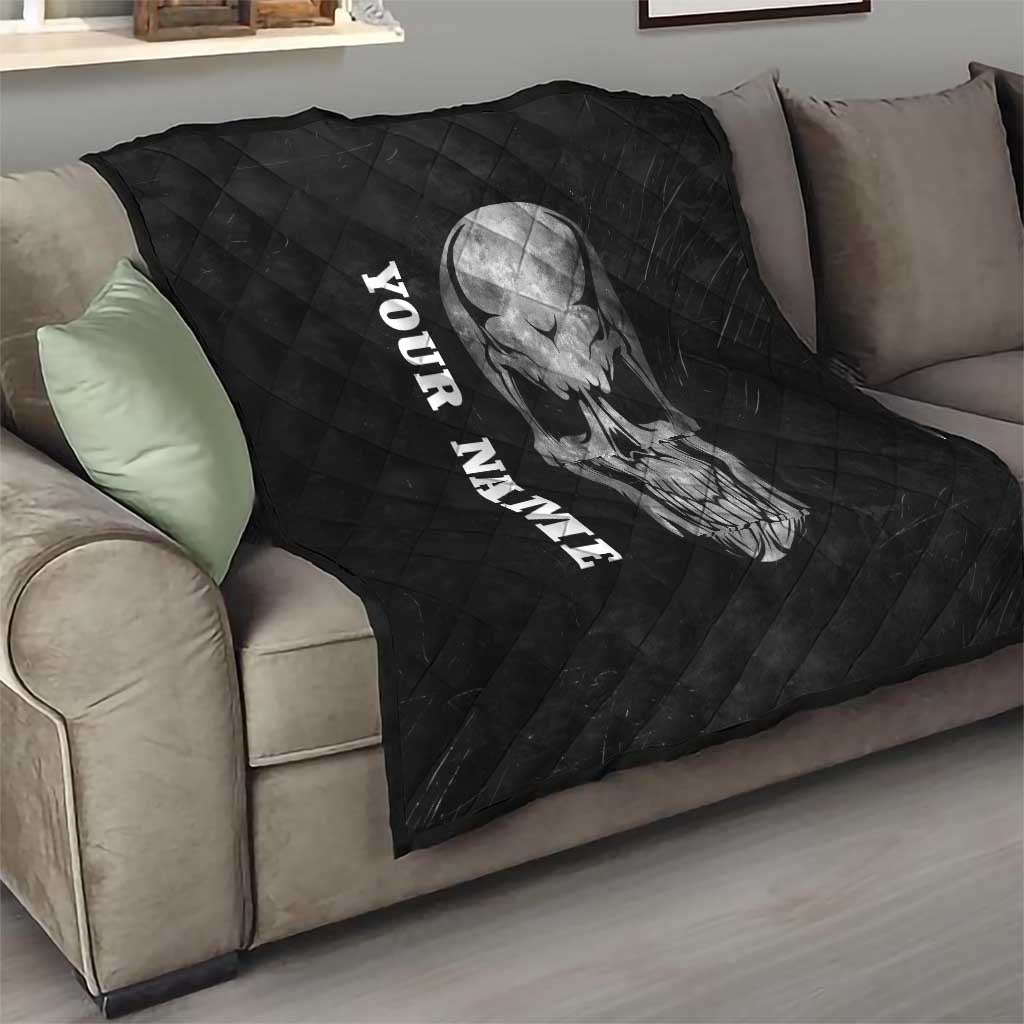 Bowling Skull Quilt with American Flag and Custom Name Text Design - Wonder Print Shop