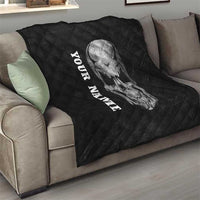 Bowling Skull Quilt with American Flag and Custom Name Text Design - Wonder Print Shop