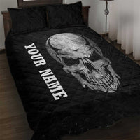 Bowling Skull Quilt Bed Set with American Flag and Custom Name Text Design - Wonder Print Shop