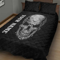 Bowling Skull Quilt Bed Set with American Flag and Custom Name Text Design - Wonder Print Shop