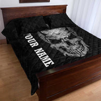 Bowling Skull Quilt Bed Set with American Flag and Custom Name Text Design - Wonder Print Shop