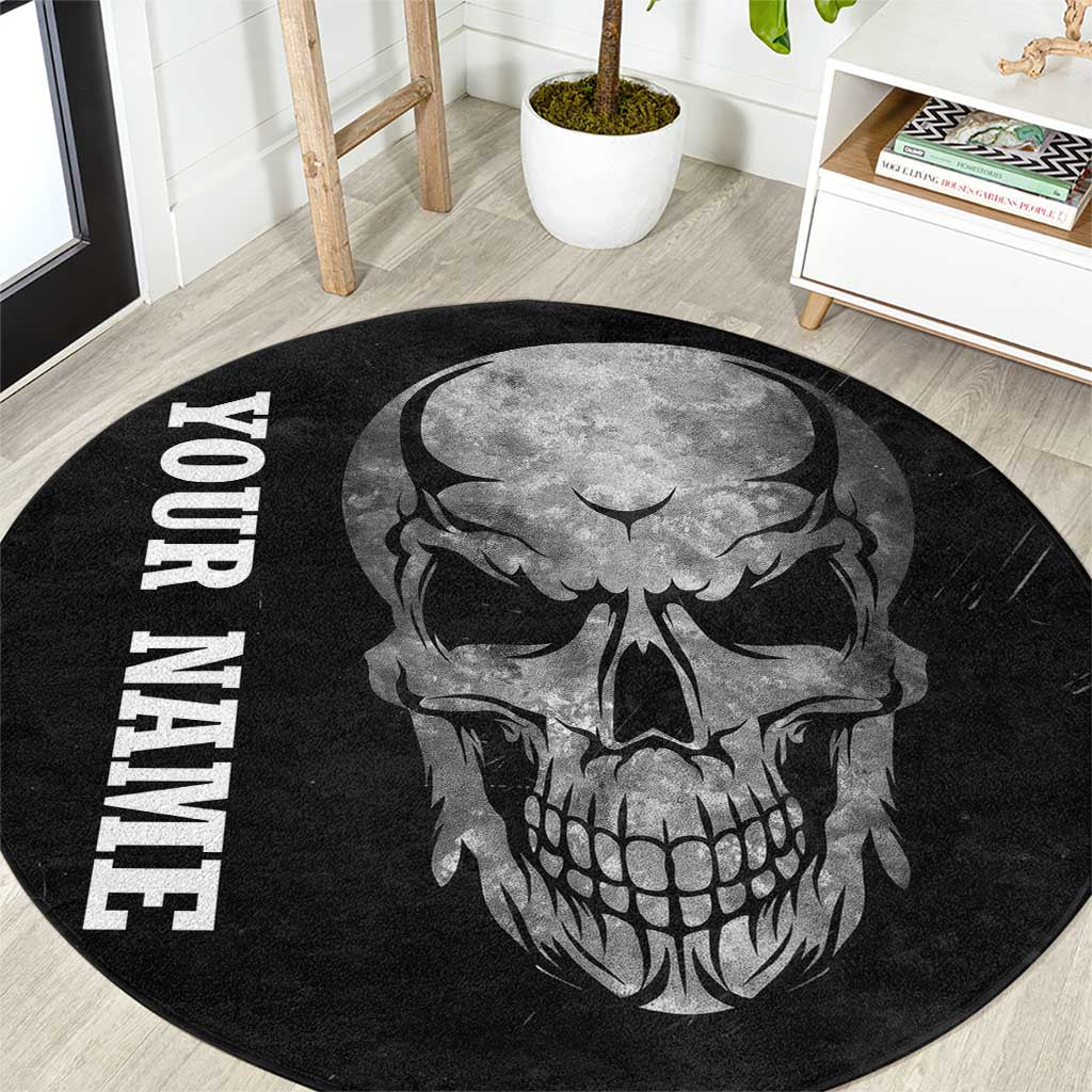 Bowling Skull Round Carpet with American Flag and Custom Name Text Design - Wonder Print Shop