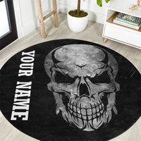 Bowling Skull Round Carpet with American Flag and Custom Name Text Design - Wonder Print Shop