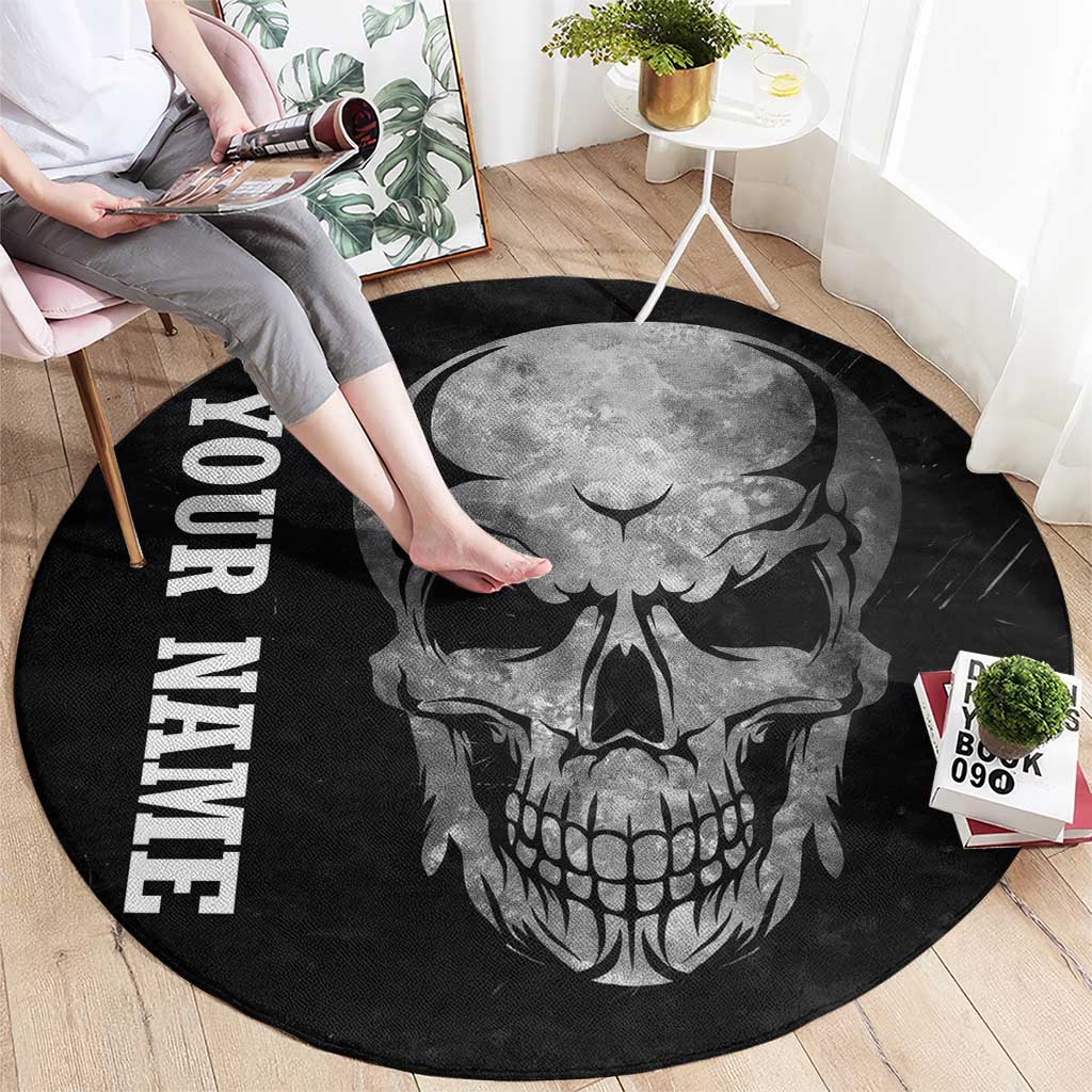 Bowling Skull Round Carpet with American Flag and Custom Name Text Design - Wonder Print Shop