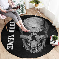 Bowling Skull Round Carpet with American Flag and Custom Name Text Design - Wonder Print Shop