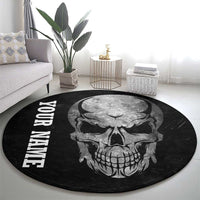 Bowling Skull Round Carpet with American Flag and Custom Name Text Design - Wonder Print Shop