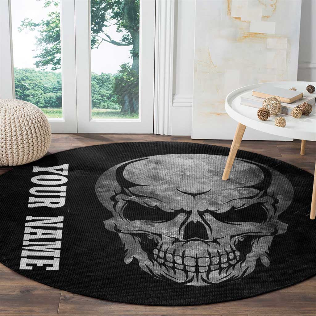 Bowling Skull Round Carpet with American Flag and Custom Name Text Design - Wonder Print Shop