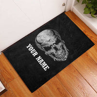 Bowling Skull Rubber Doormat with American Flag and Custom Name Text Design - Wonder Print Shop