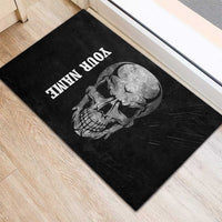 Bowling Skull Rubber Doormat with American Flag and Custom Name Text Design - Wonder Print Shop