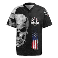 Bowling Skull Rugby Jersey with American Flag and Custom Name Text Design - Wonder Print Shop