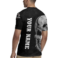 Bowling Skull Rugby Jersey with American Flag and Custom Name Text Design - Wonder Print Shop