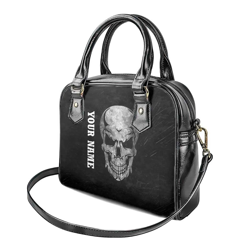 Bowling Skull Shoulder Handbag with American Flag and Custom Name Text Design - Wonder Print Shop