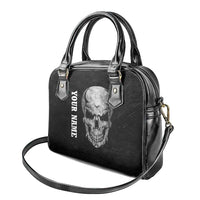 Bowling Skull Shoulder Handbag with American Flag and Custom Name Text Design - Wonder Print Shop