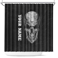 Bowling Skull Shower Curtain with American Flag and Custom Name Text Design - Wonder Print Shop