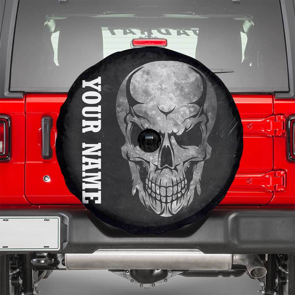 Bowling Skull Spare Tire Cover with American Flag and Custom Name Text Design - Wonder Print Shop