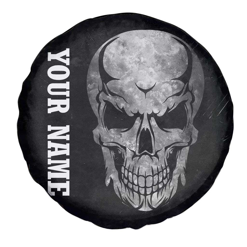 Bowling Skull Spare Tire Cover with American Flag and Custom Name Text Design - Wonder Print Shop