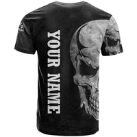 Bowling Skull T Shirt with American Flag and Custom Name Text Design - Wonder Print Shop
