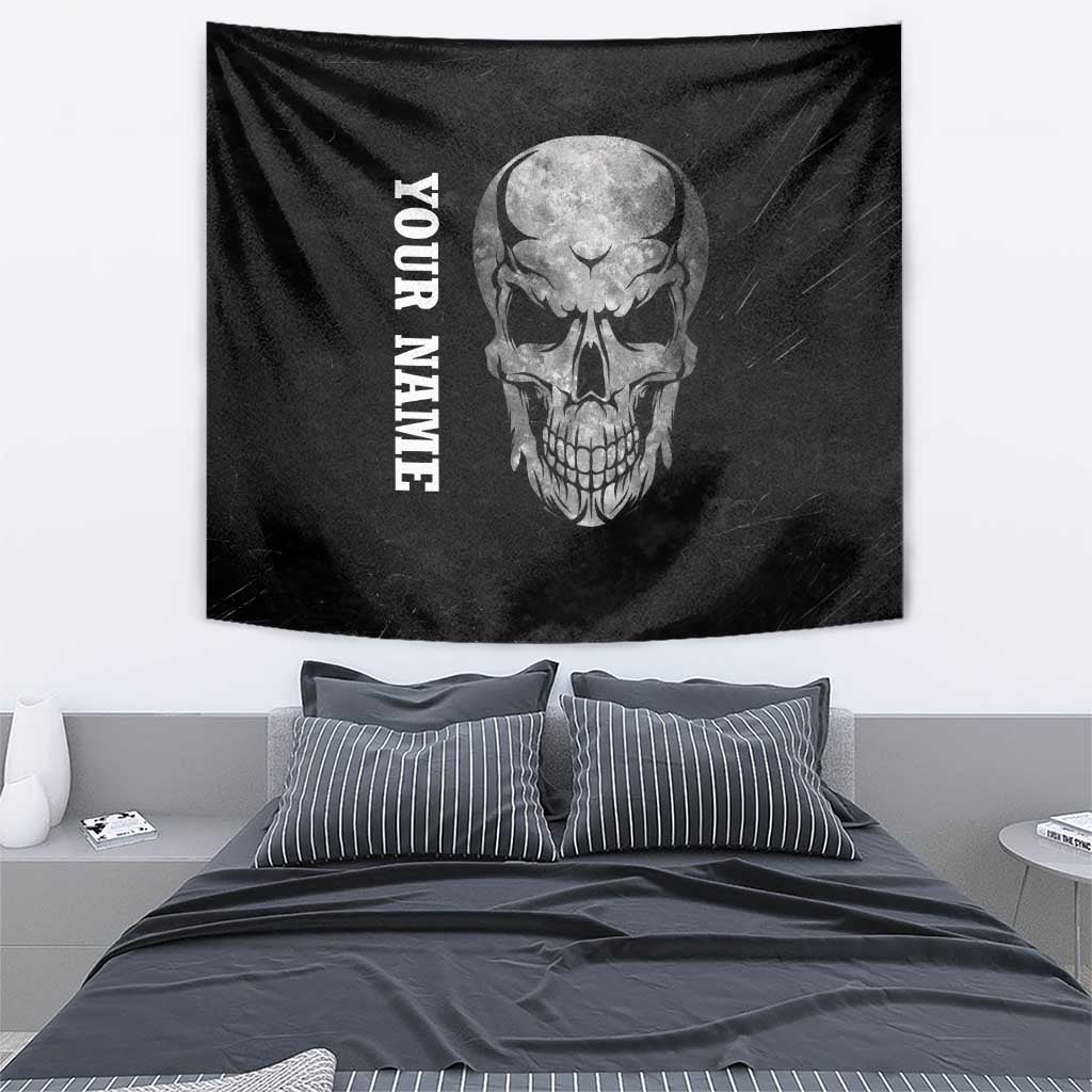 Bowling Skull Tapestry with American Flag and Custom Name Text Design - Wonder Print Shop