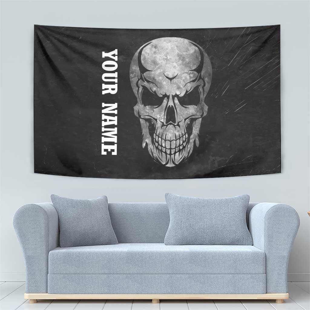 Bowling Skull Tapestry with American Flag and Custom Name Text Design - Wonder Print Shop
