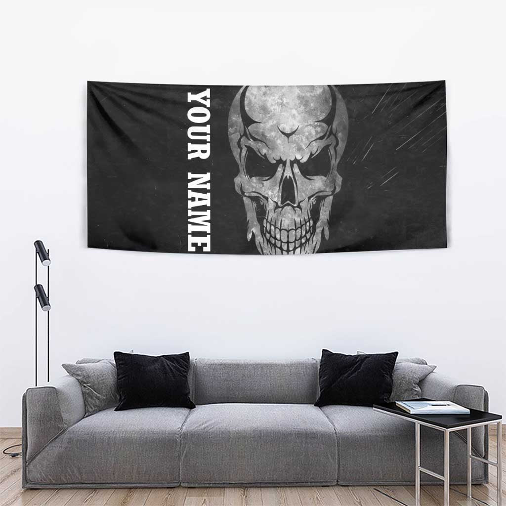 Bowling Skull Tapestry with American Flag and Custom Name Text Design - Wonder Print Shop