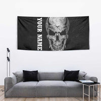 Bowling Skull Tapestry with American Flag and Custom Name Text Design - Wonder Print Shop