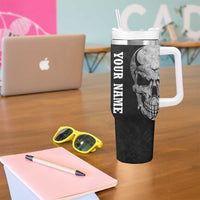 Bowling Skull Tumbler With Handle with American Flag and Custom Name Text Design - Wonder Print Shop