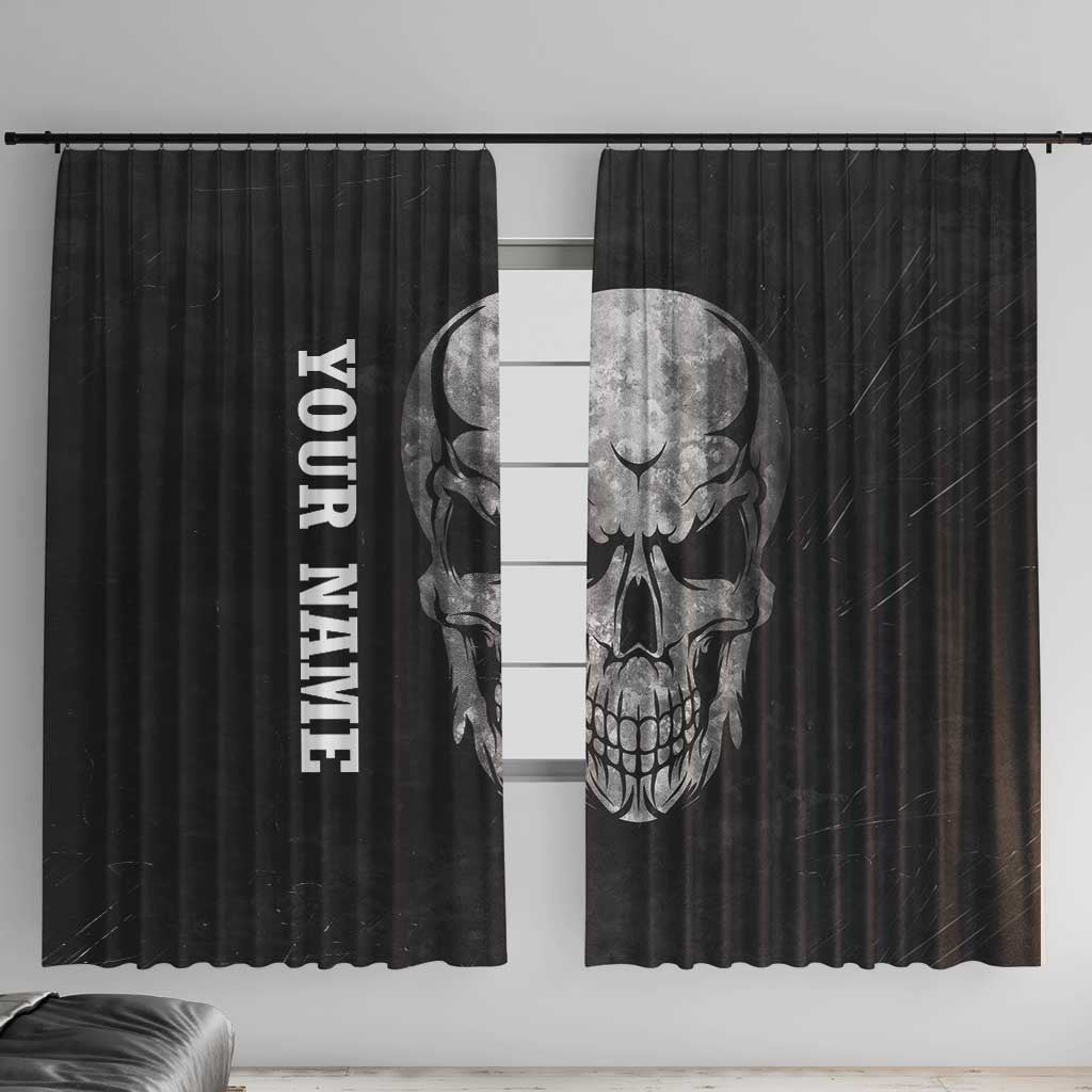 Bowling Skull Window Curtain with American Flag and Custom Name Text Design - Wonder Print Shop