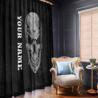 Bowling Skull Window Curtain with American Flag and Custom Name Text Design - Wonder Print Shop