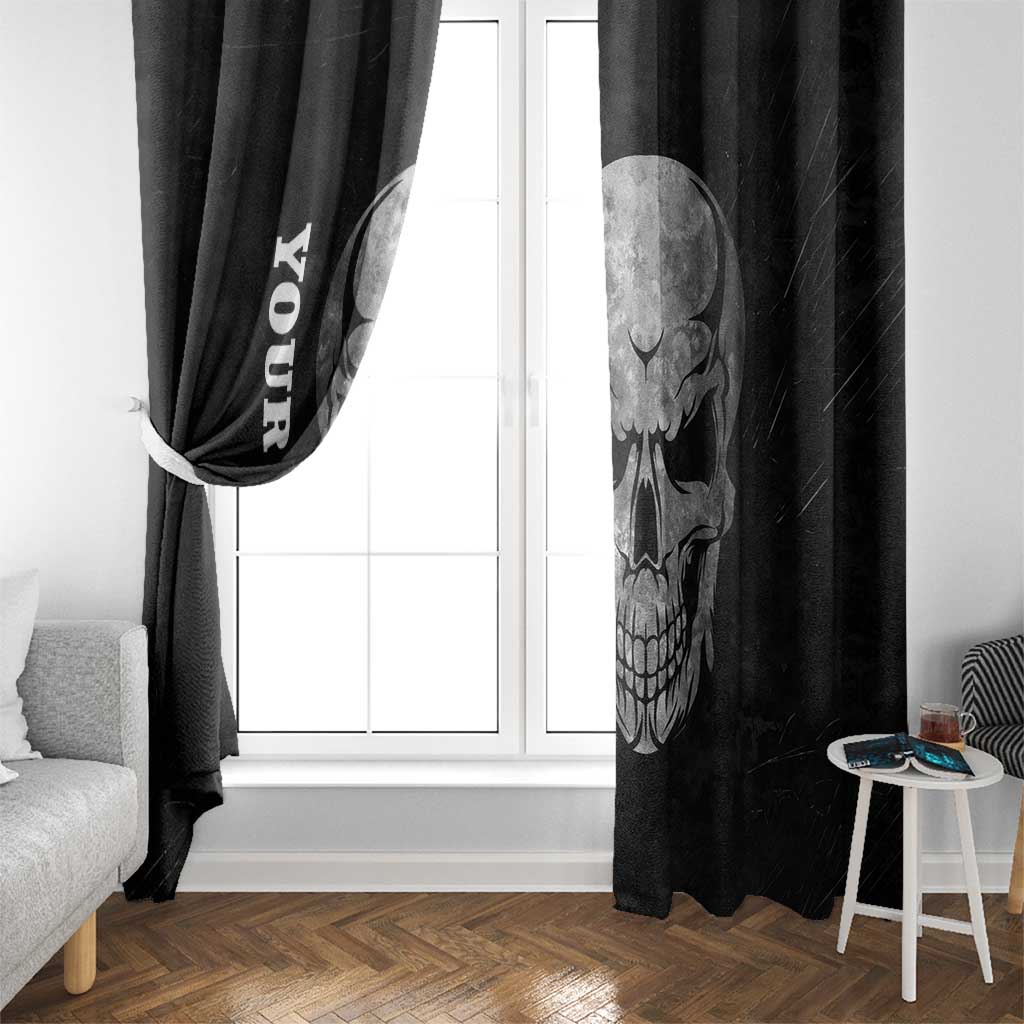 Bowling Skull Window Curtain with American Flag and Custom Name Text Design - Wonder Print Shop