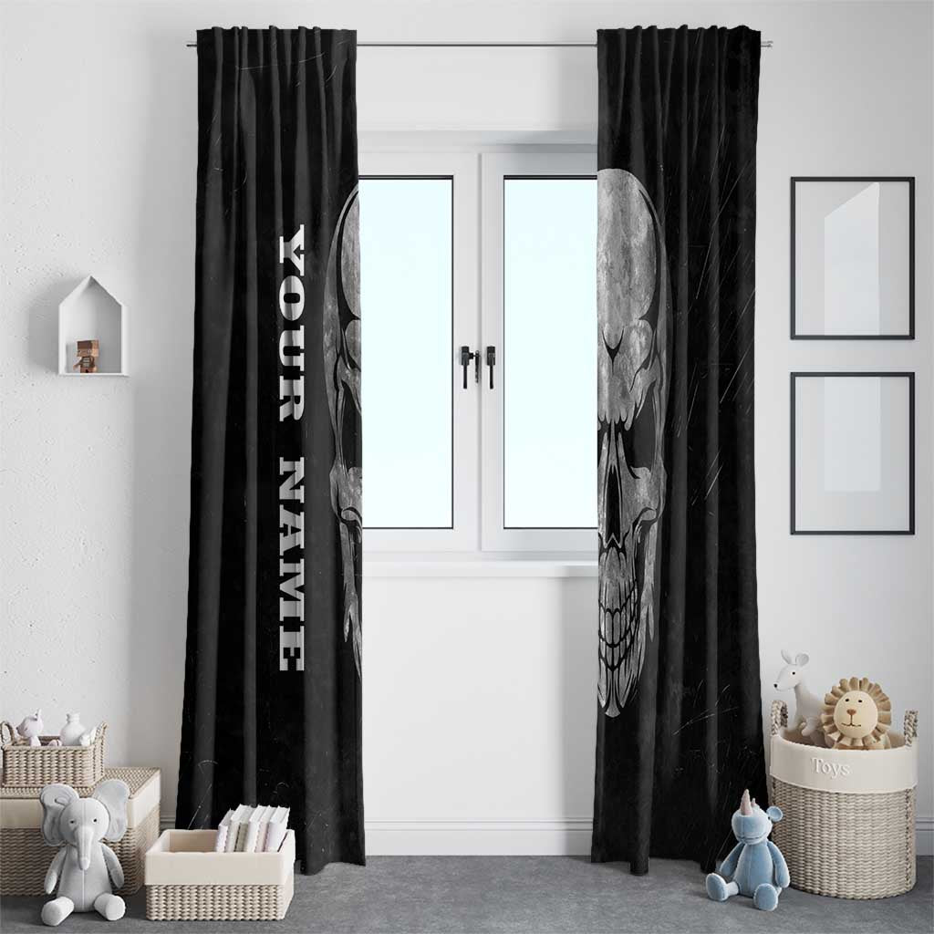 Bowling Skull Window Curtain with American Flag and Custom Name Text Design - Wonder Print Shop