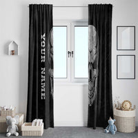 Bowling Skull Window Curtain with American Flag and Custom Name Text Design - Wonder Print Shop