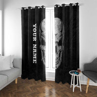 Bowling Skull Window Curtain with American Flag and Custom Name Text Design - Wonder Print Shop