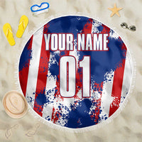 Moto X Skull Graphic Beach Blanket with Red White Blue Splatter and Custom Number Design - Wonder Print Shop