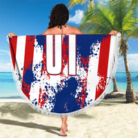 Moto X Skull Graphic Beach Blanket with Red White Blue Splatter and Custom Number Design - Wonder Print Shop