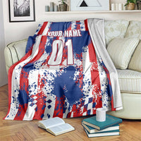 Moto X Skull Graphic Blanket with Red White Blue Splatter and Custom Number Design - Wonder Print Shop