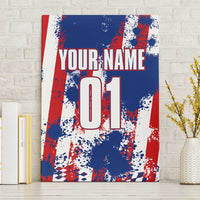 Moto X Skull Graphic Canvas Wall Art with Red White Blue Splatter and Custom Number Design - Wonder Print Shop