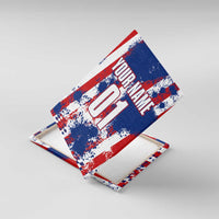 Moto X Skull Graphic Canvas Wall Art with Red White Blue Splatter and Custom Number Design - Wonder Print Shop